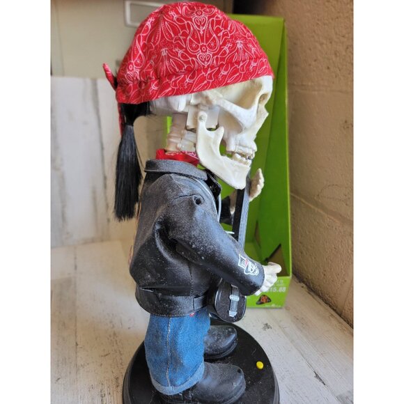 Rockin skeleton AS IS Grim reaper skeleton biker guitar Halloween decor - Picture 8 of 12